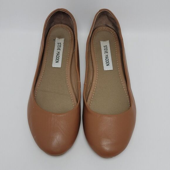 Steven Madden P-Heaven Womens Brown Solid Leather Slip On Ballet Flats Size 8.5 - Picture 5 of 11